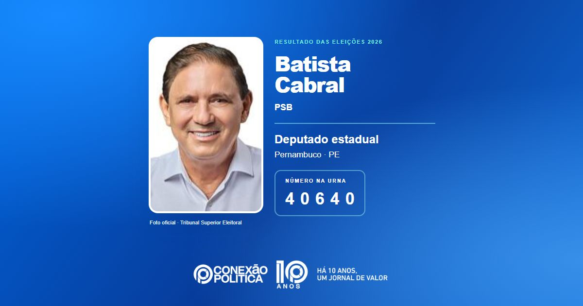 Foto oficial de Deputado Estadual — Eleições 2026: Batista Cabral, do PSB, é eleito deputado estadual em PE com 73.907 votos