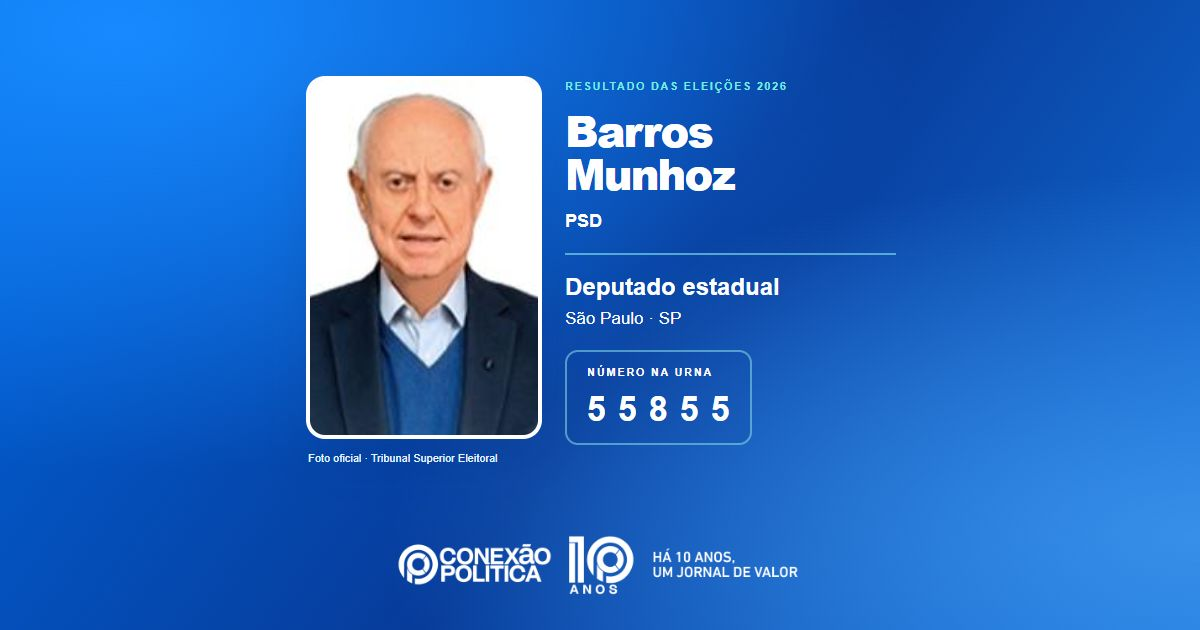 Foto oficial de Deputado Estadual — Eleições 2026: Barros Munhoz, do PSD, é eleito deputado estadual em SP com 116.413 votos