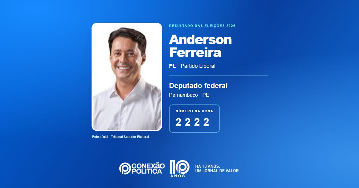 Foto oficial de Deputado Federal — Eleições 2026: Anderson Ferreira, do PL, é eleito deputado federal em PE com 185.429 votos