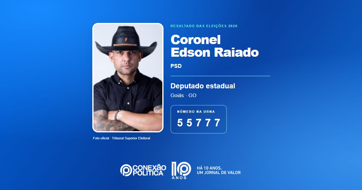 Foto oficial de Deputado Estadual — Eleições 2026: Coronel Edson Raiado, do PSD, é eleito deputado estadual em GO com 32.717 votos