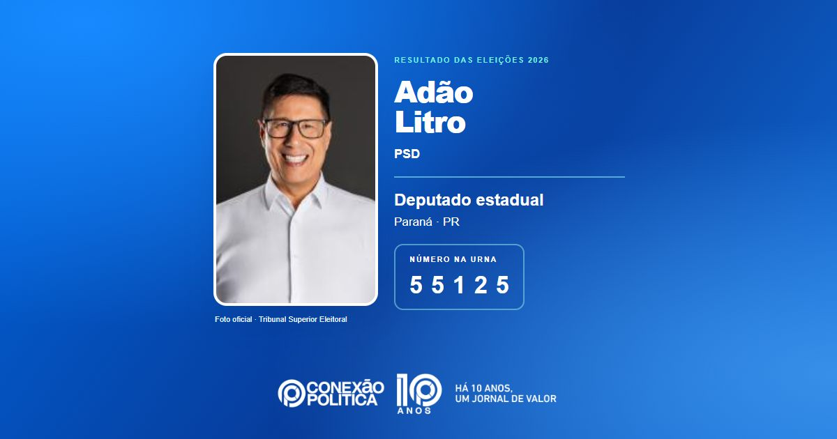 Foto oficial de Deputado Estadual — Eleições 2026: Adão Litro, do PSD, é eleito deputado estadual no PR com 54.826 votos