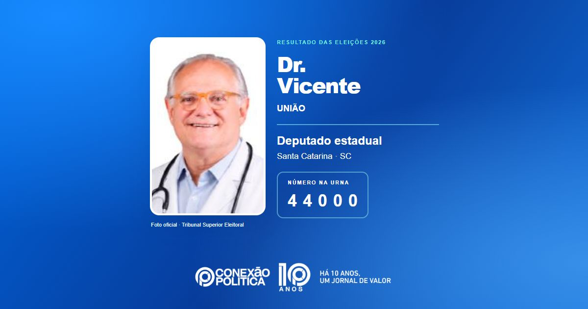Foto oficial de Deputado Estadual — Eleições 2026: Dr. Vicente, do UNIÃO, é eleito deputado estadual em SC com 79.663 votos