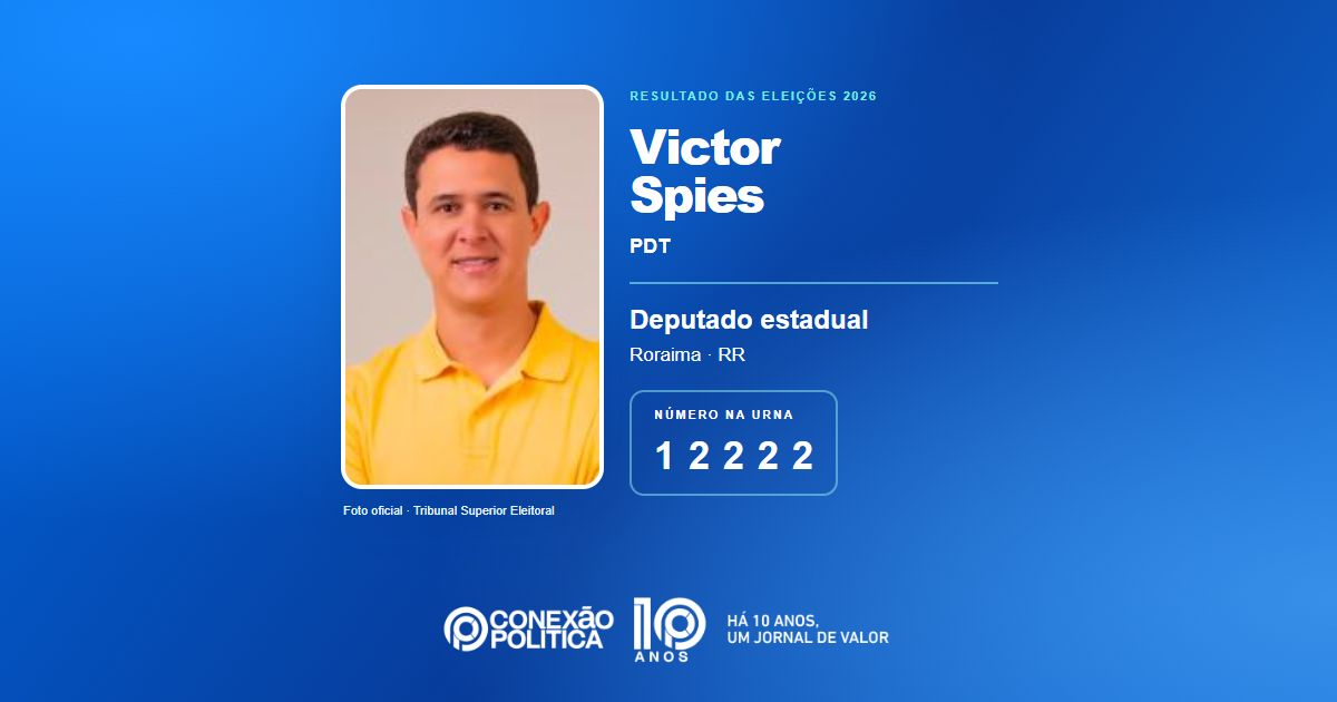 Foto oficial de Deputado Estadual — Eleições 2026: Victor Spies, do PDT, é eleito deputado estadual em RR com 8.902 votos
