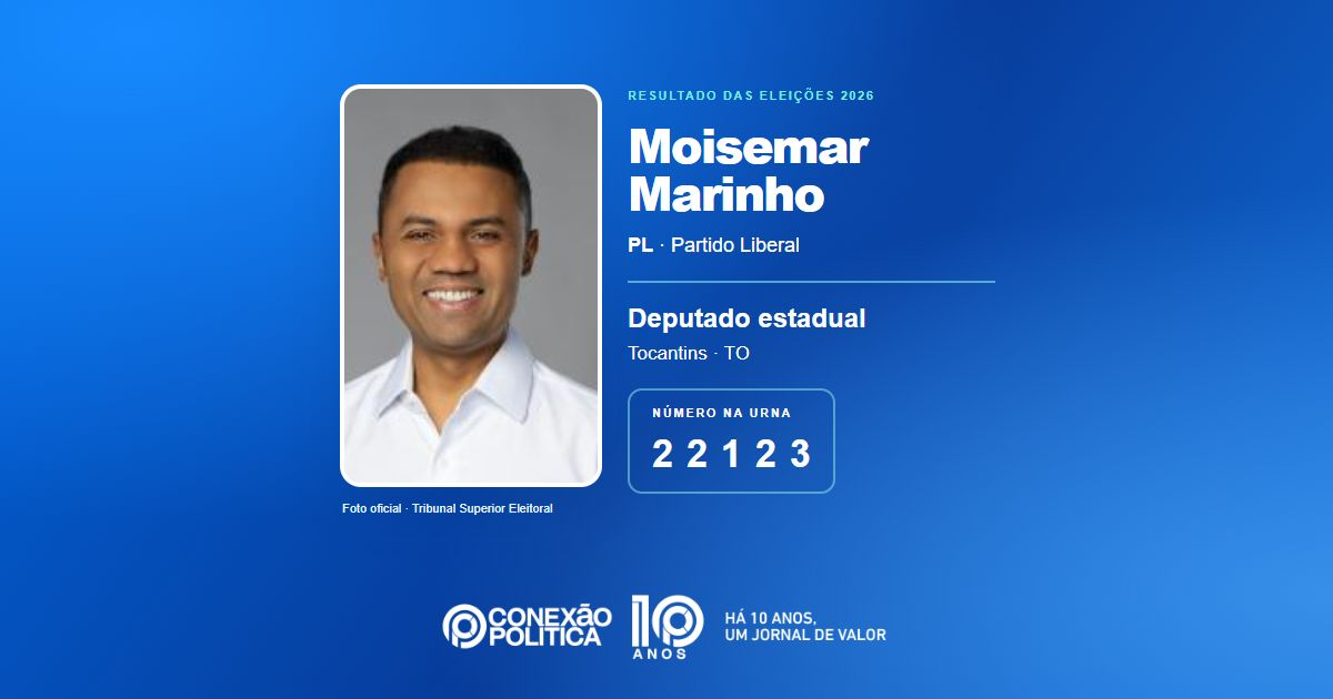 Foto oficial de Deputado Estadual — Eleições 2026: Moisemar Marinho, do PL, é eleito deputado estadual no TO com 26.158 votos