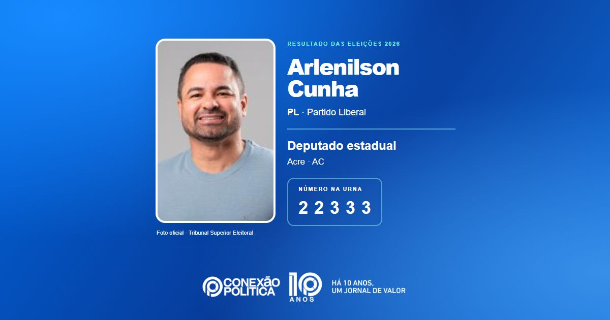 Foto oficial de Deputado Estadual — Eleições 2026: Arlenilson Cunha, do PL, é eleito deputado estadual no AC com 10.144 votos
