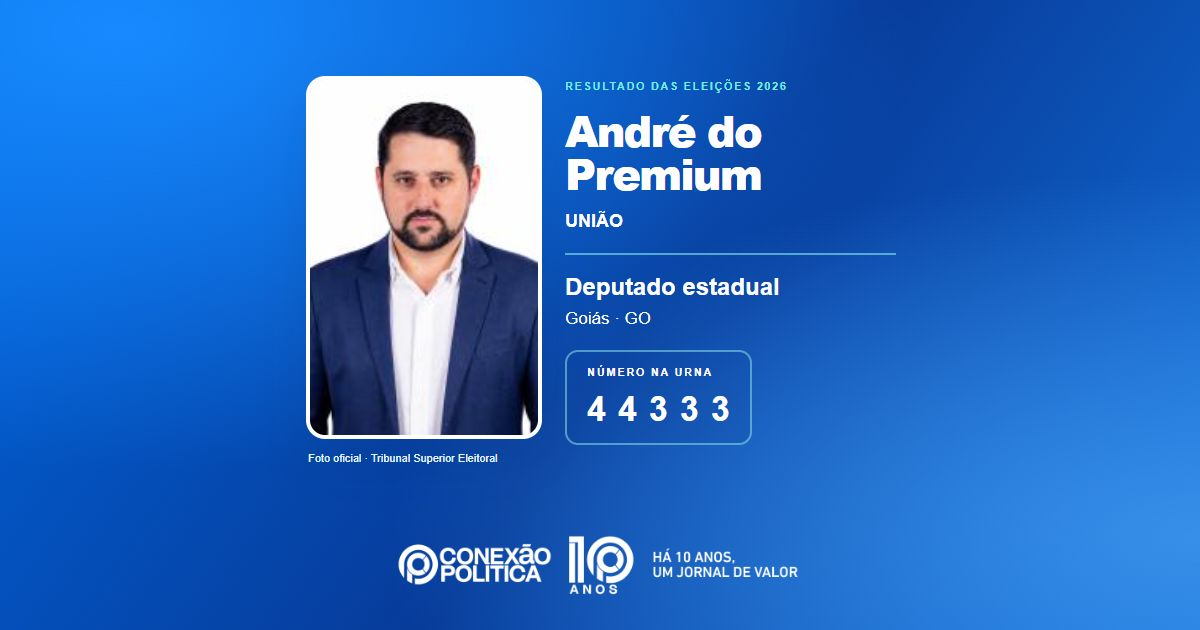 Foto oficial de Deputado Estadual — Eleições 2026: André do Premium, do UNIÃO, é eleito deputado estadual em GO com 49.718 votos
