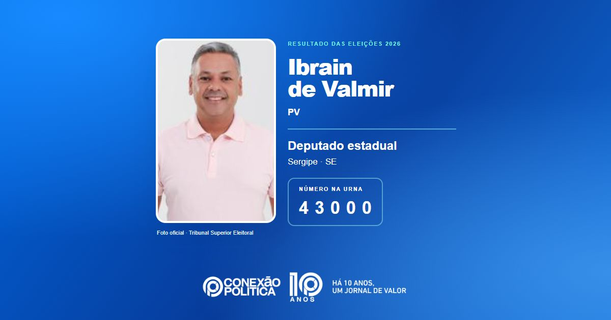 Foto oficial de Deputado Estadual — Eleições 2026: Ibrain de Valmir, do PV, é eleito deputado estadual em SE com 23.314 votos