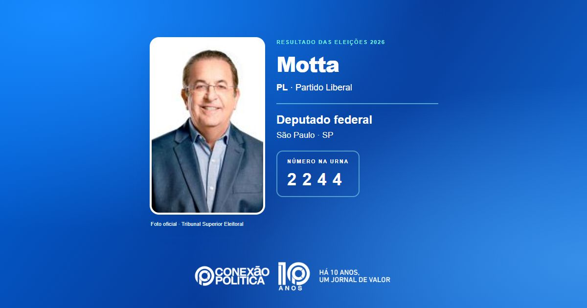 Foto oficial de Deputado Federal — Eleições 2026: Motta, do PL, é eleito deputado federal em SP com 112.854 votos