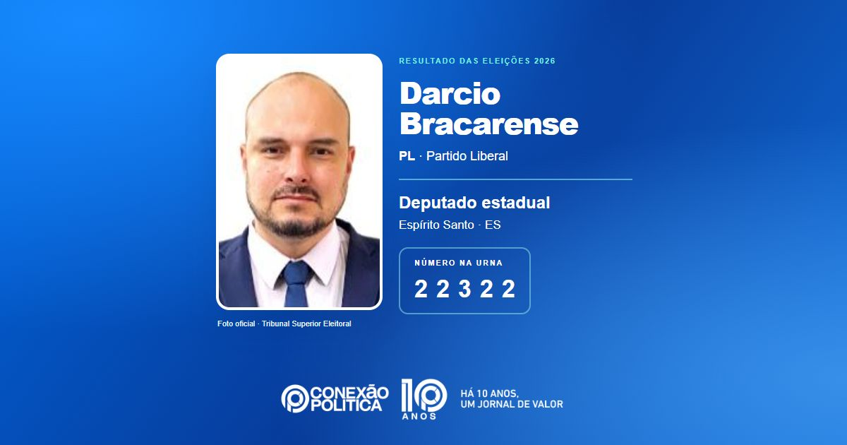 Foto oficial de Deputado Estadual — Eleições 2026: Darcio Bracarense, do PL, é eleito deputado estadual no ES com 38.286 votos