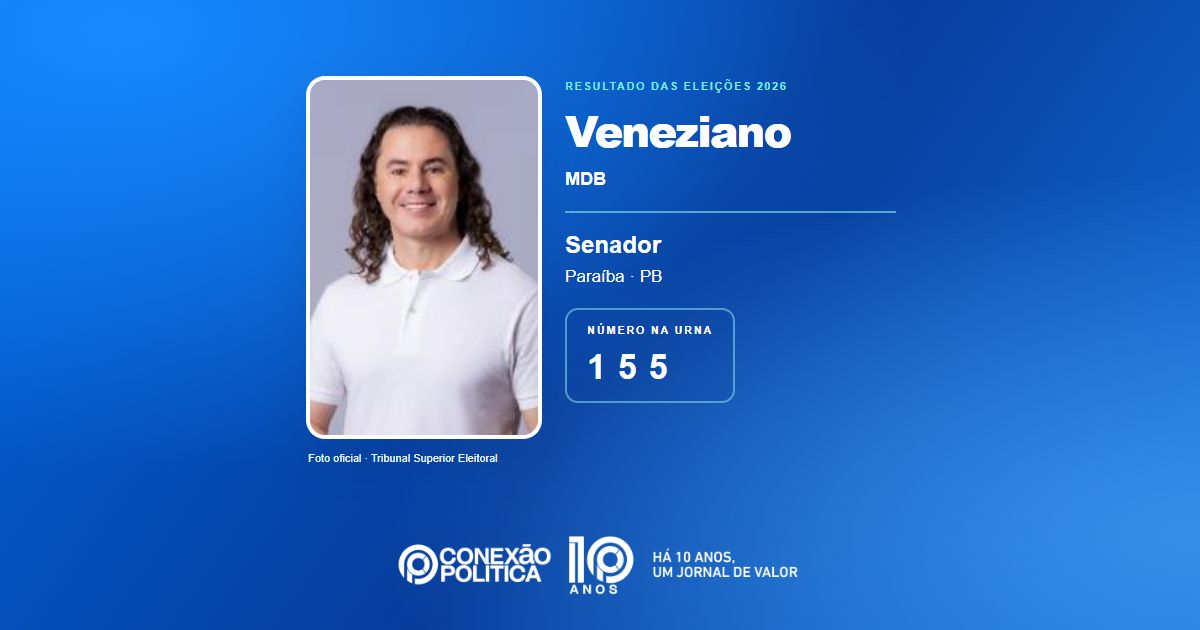 Eleições 2026: Veneziano, do MDB, é eleito senador na PB com 974.550 votos