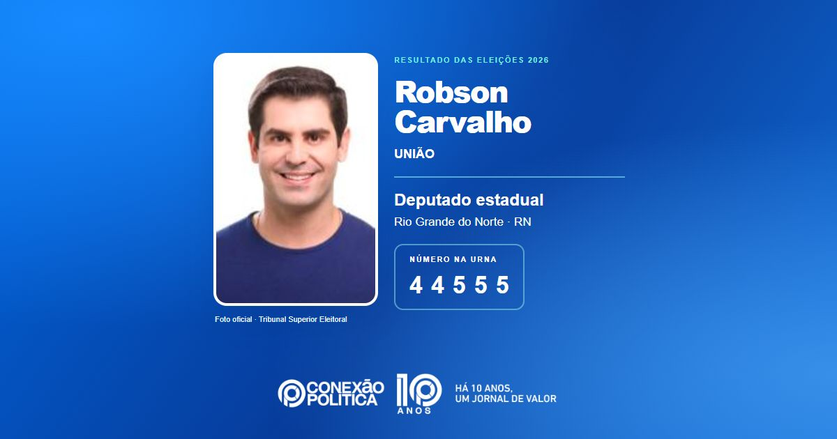 Foto oficial de Deputado Estadual — Eleições 2026: Robson Carvalho, do UNIÃO, é eleito deputado estadual no RN com 69.542 votos