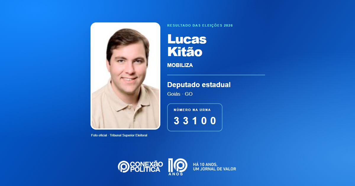 Foto oficial de Deputado Estadual — Eleições 2026: Lucas Kitão, do MOBILIZA, é eleito deputado estadual em GO com 22.731 votos