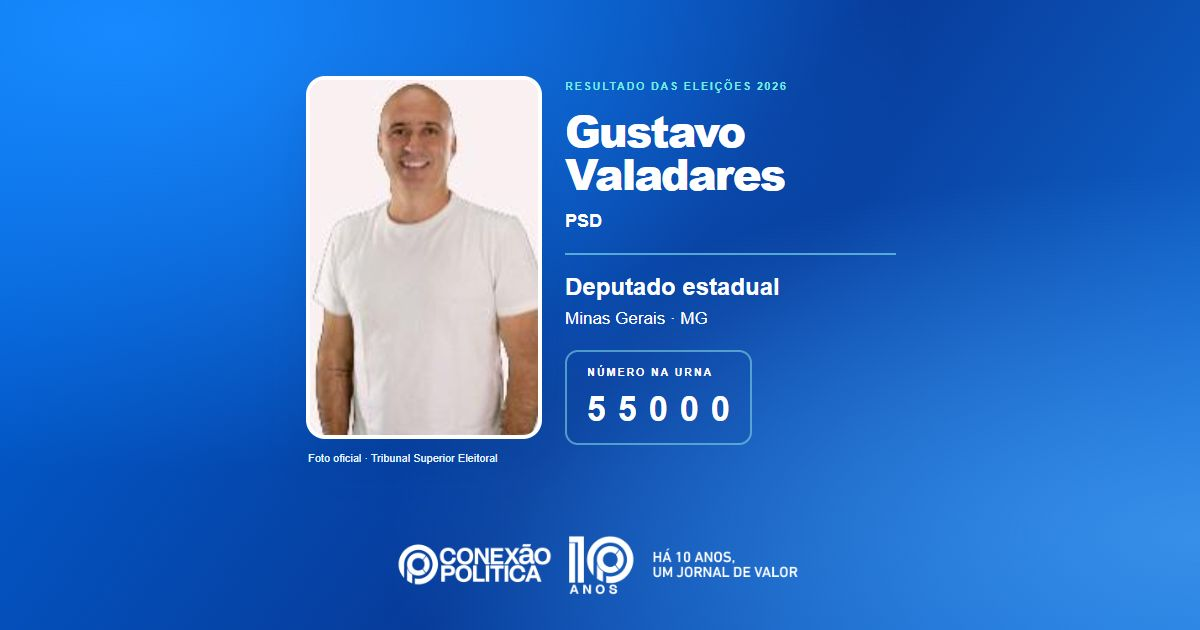 Foto oficial de Deputado Estadual — Eleições 2026: Gustavo Valadares, do PSD, é eleito deputado estadual em MG com 94.089 votos