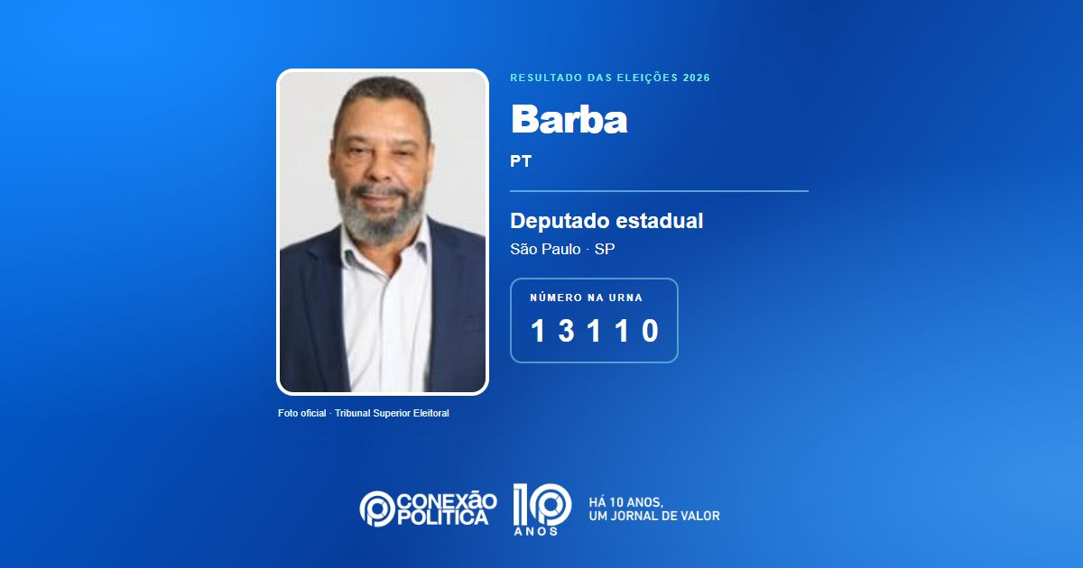Foto oficial de Deputado Estadual — Eleições 2026: Barba, do PT, é eleito deputado estadual em SP com 74.115 votos