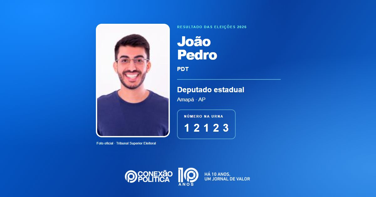Foto oficial de Deputado Estadual — Eleições 2026: João Pedro, do PDT, é eleito deputado estadual no AP com 17.559 votos