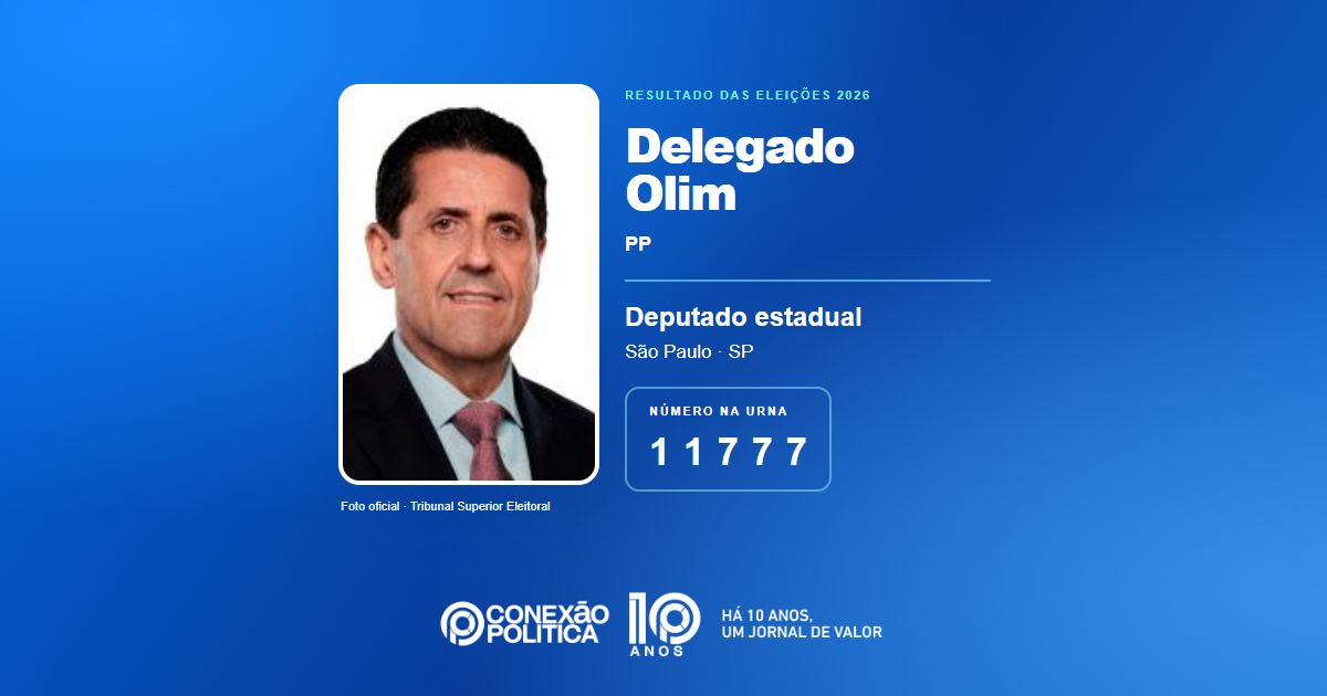 Foto oficial de Deputado Estadual — Eleições 2026: Delegado Olim, do PP, é eleito deputado estadual em SP com 163.918 votos