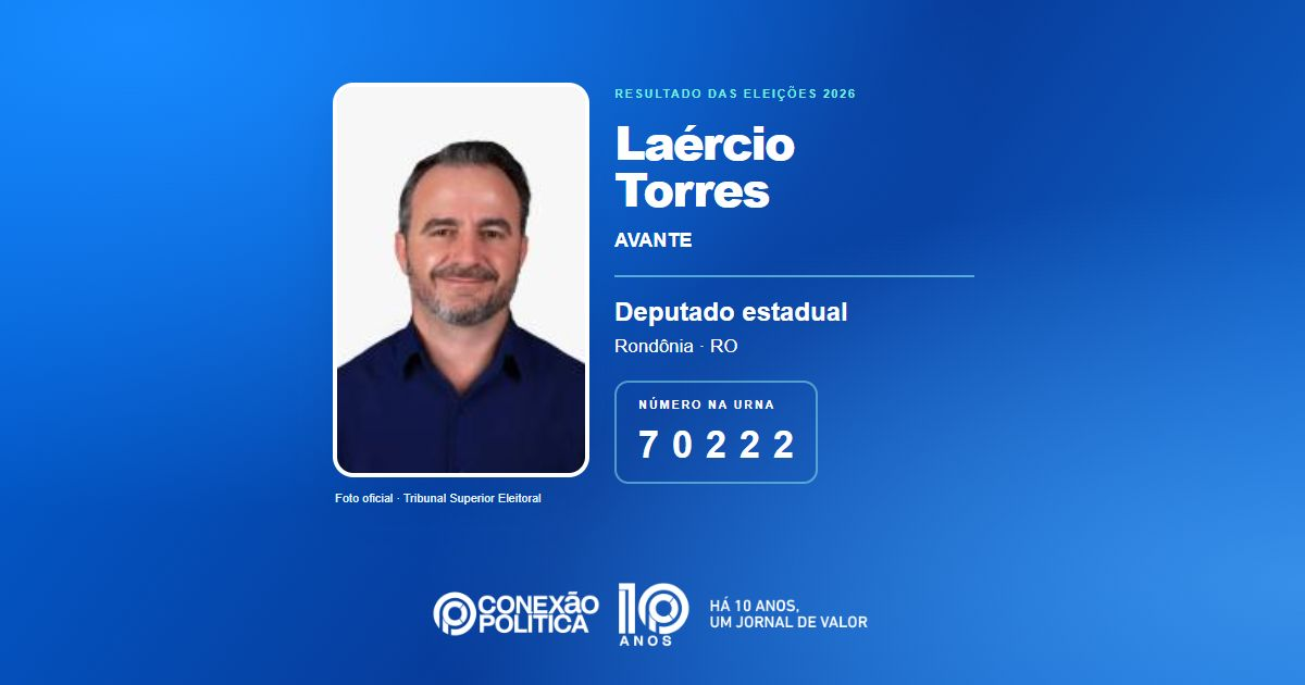 Foto oficial de Deputado Estadual — Eleições 2026: Laércio Torres, do AVANTE, é eleito deputado estadual em RO com 14.043 votos