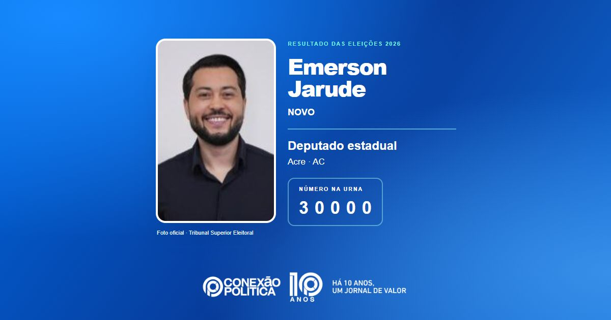 Foto oficial de Deputado Estadual — Eleições 2026: Emerson Jarude, do NOVO, é eleito deputado estadual no AC com 9.434 votos