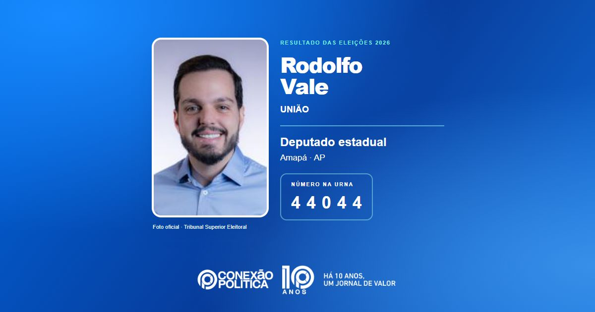 Foto oficial de Deputado Estadual — Eleições 2026: Rodolfo Vale, do UNIÃO, é eleito deputado estadual no AP com 15.863 votos