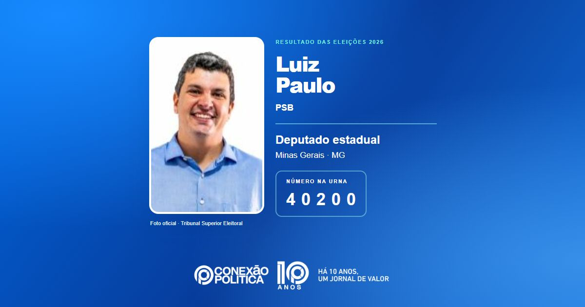 Foto oficial de Deputado Estadual — Eleições 2026: Luiz Paulo, do PSB, é eleito deputado estadual em MG com 45.108 votos