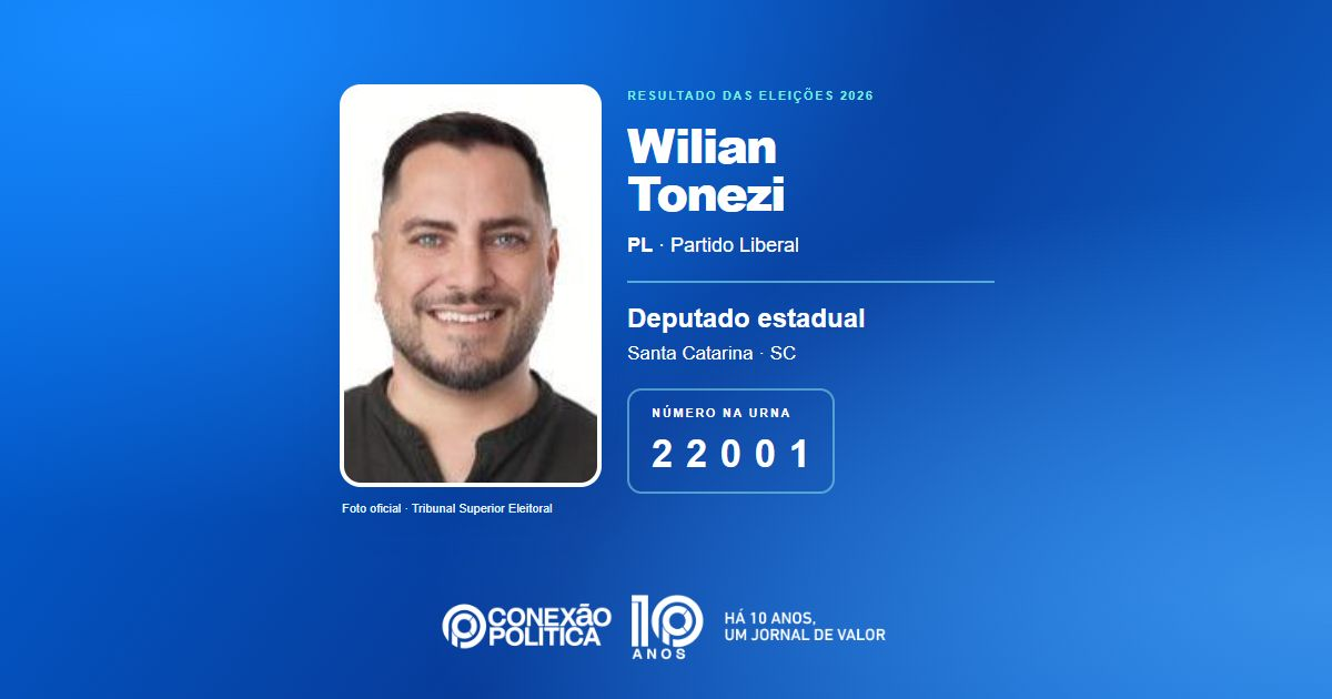 Foto oficial de Deputado Estadual — Eleições 2026: Wilian Tonezi, do PL, é eleito deputado estadual em SC com 42.342 votos