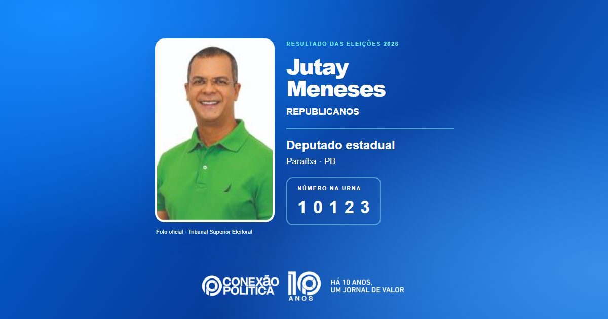 Foto oficial de Deputado Estadual — Eleições 2026: Jutay Meneses, do REPUBLICANOS, é eleito deputado estadual na PB com 28.151 votos