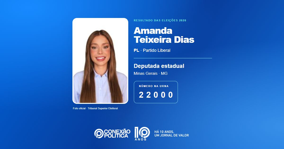 Foto oficial de Deputado Estadual — Eleições 2026: Amanda Teixeira Dias, do PL, é eleita deputada estadual em MG com 45.156 votos
