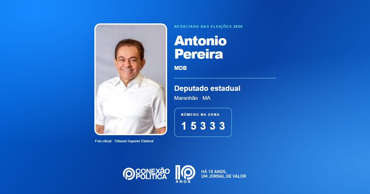 Foto oficial de Deputado Estadual — Eleições 2026: Antonio Pereira, do MDB, é eleito deputado estadual no MA com 64.204 votos