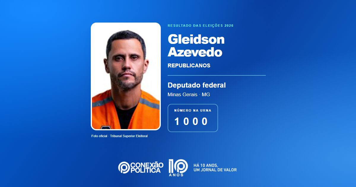 Foto oficial de Deputado Federal — Eleições 2026: Gleidson Azevedo, do REPUBLICANOS, é eleito deputado federal em MG com 126.248 votos
