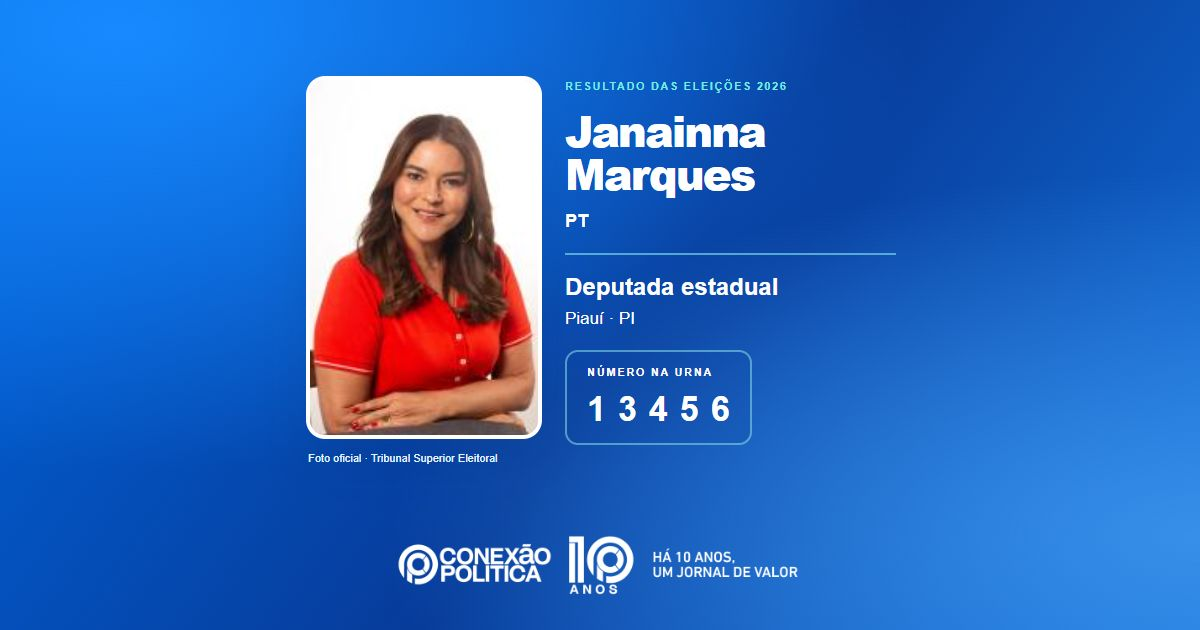 Foto oficial de Deputado Estadual — Eleições 2026: Janainna Marques, do PT, é eleita deputada estadual no PI com 49.601 votos