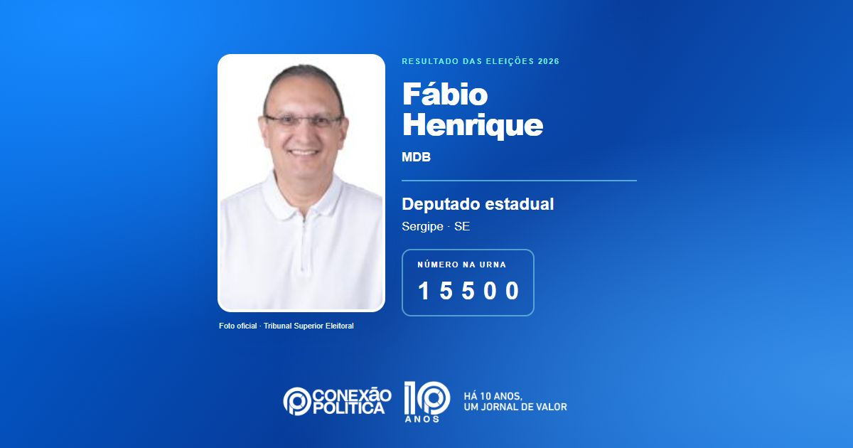 Foto oficial de Deputado Estadual — Eleições 2026: Fábio Henrique, do MDB, é eleito deputado estadual em SE com 24.177 votos