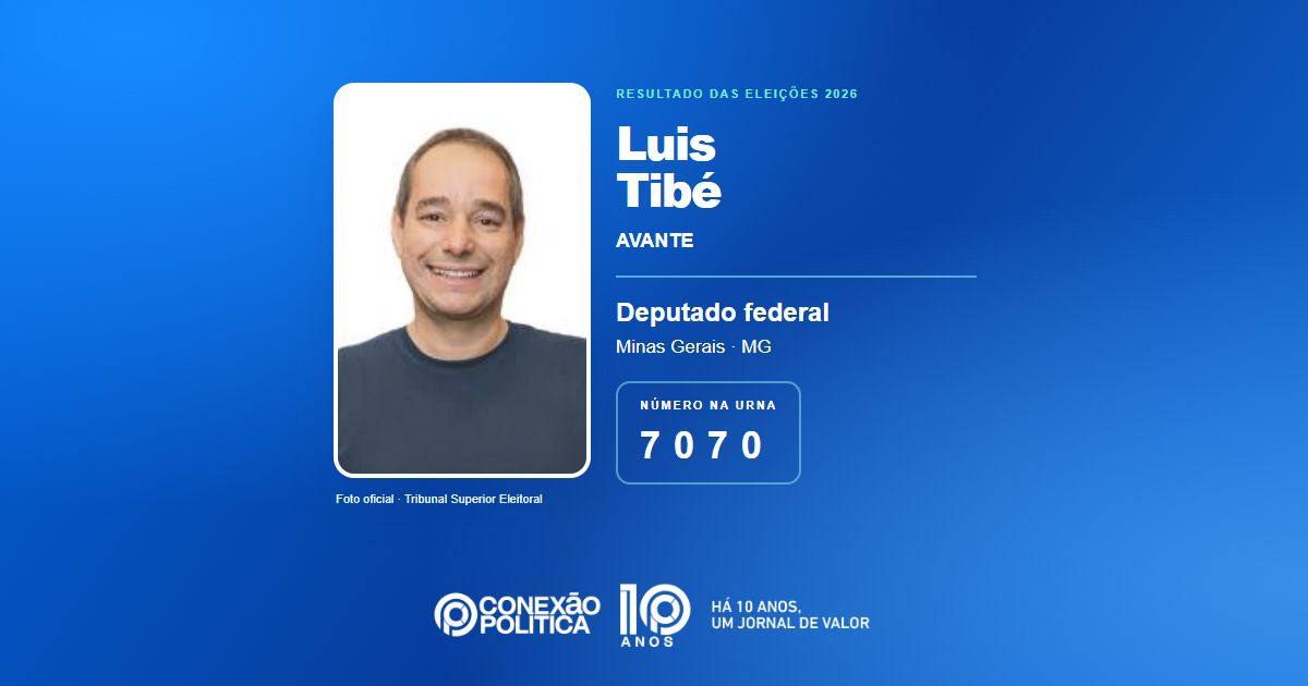 Foto oficial de Deputado Federal — Eleições 2026: Luis Tibé, do AVANTE, é eleito deputado federal em MG com 86.740 votos