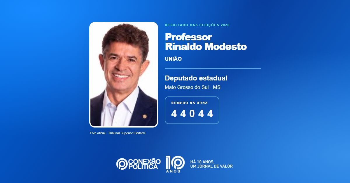 Foto oficial de Deputado Estadual — Eleições 2026: Professor Rinaldo Modesto, do UNIÃO, é eleito deputado estadual em MS com 23.763 votos