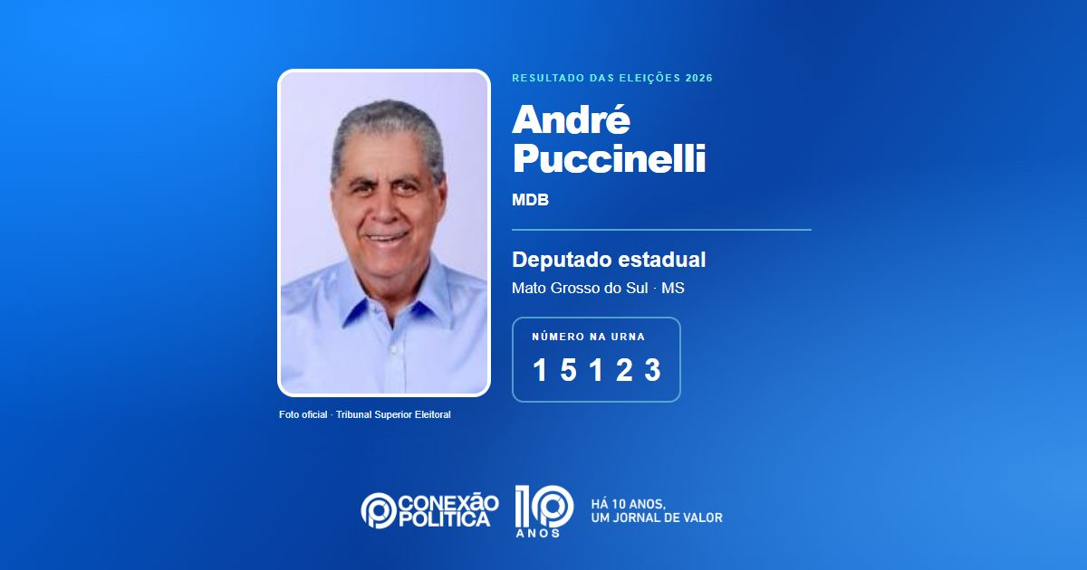 Foto oficial de Deputado Estadual — Eleições 2026: André Puccinelli, do MDB, é eleito deputado estadual em MS com 40.602 votos
