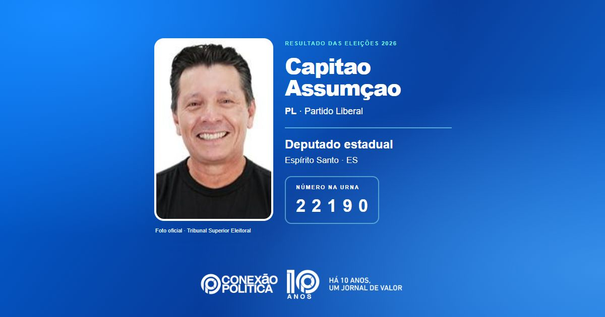 Foto oficial de Deputado Estadual — Eleições 2026: Capitao Assumçao, do PL, é eleito deputado estadual no ES com 60.097 votos