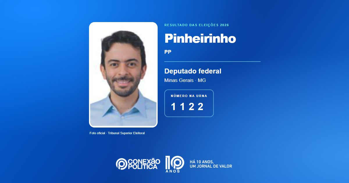 Foto oficial de Deputado Federal — Eleições 2026: Pinheirinho, do PP, é eleito deputado federal em MG com 151.981 votos