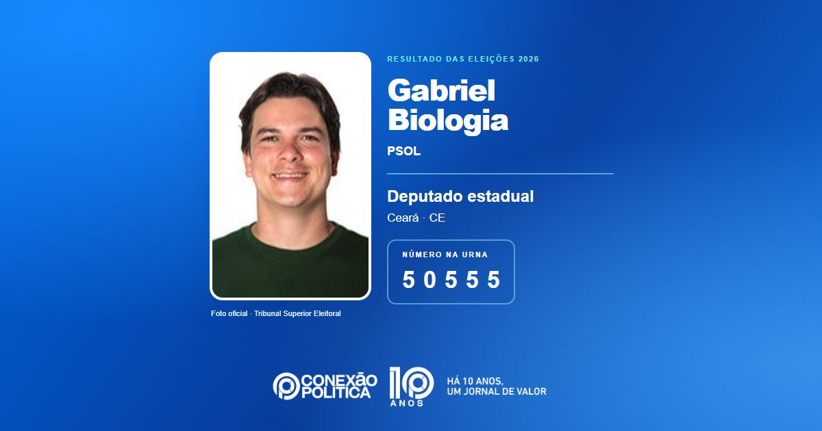 Foto oficial de Deputado Estadual — Eleições 2026: Gabriel Biologia, do PSOL, é eleito deputado estadual no CE com 141.749 votos