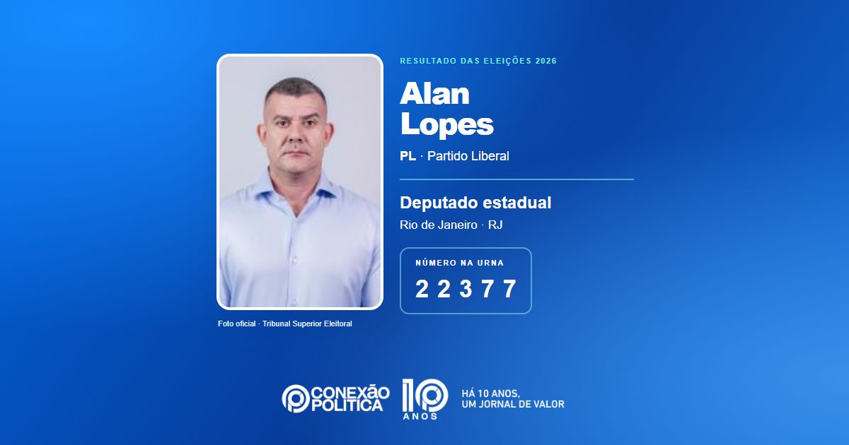 Foto oficial de Deputado Estadual — Eleições 2026: Alan Lopes, do PL, é eleito deputado estadual no RJ com 93.396 votos