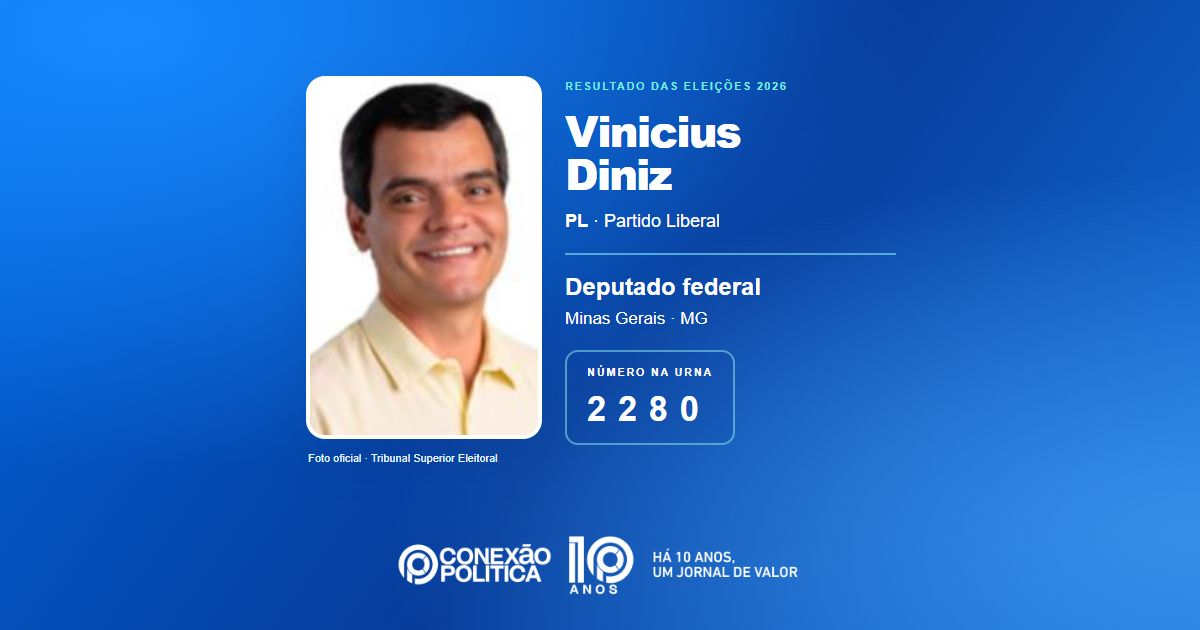 Foto oficial de Deputado Federal — Eleições 2026: Vinicius Diniz, do PL, é eleito deputado federal em MG com 80.567 votos