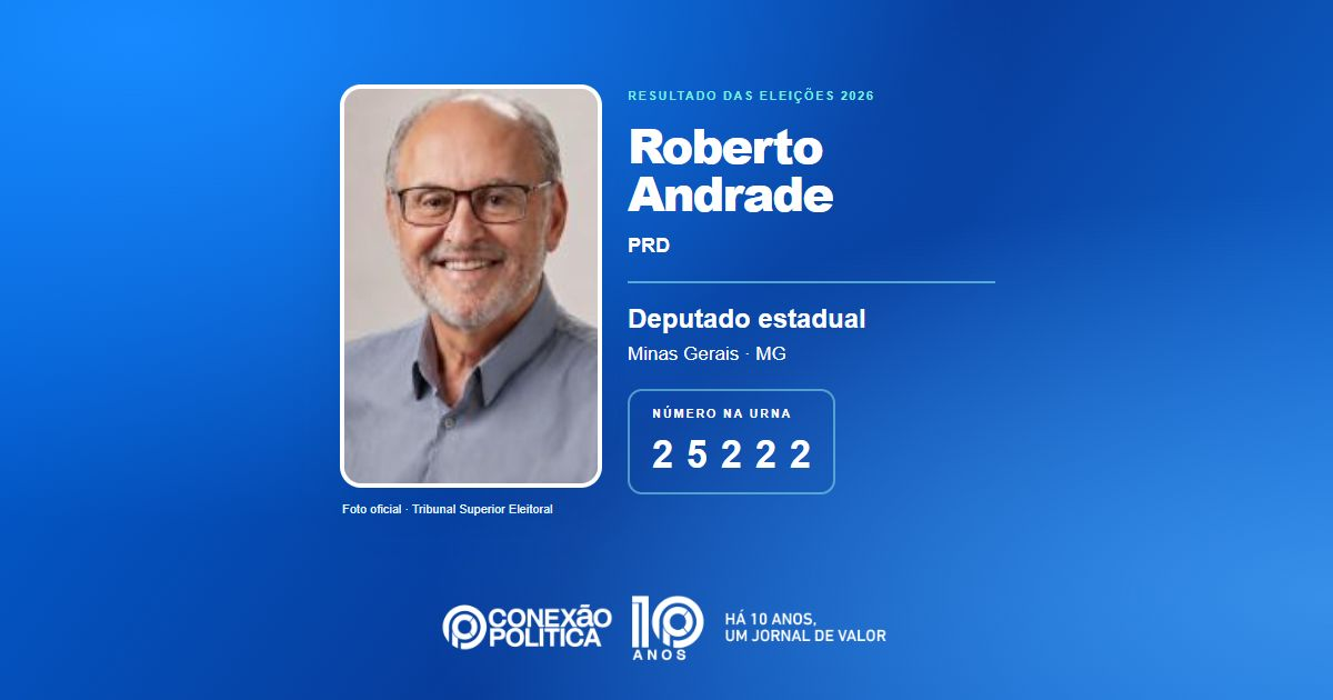Foto oficial de Deputado Estadual — Eleições 2026: Roberto Andrade, do PRD, é eleito deputado estadual em MG com 59.125 votos
