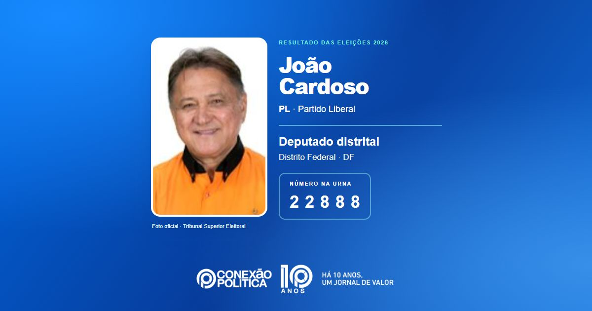 Foto oficial de Deputado Distrital — Eleições 2026: João Cardoso, do PL, é eleito deputado distrital no DF com 20.622 votos