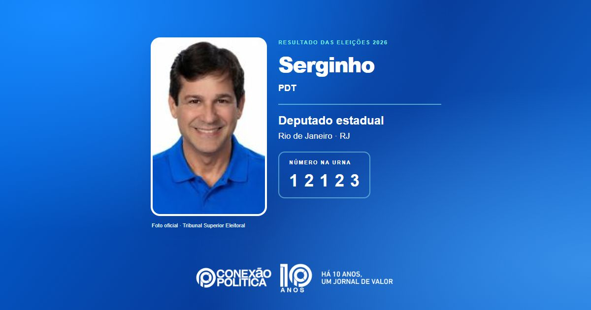Foto oficial de Deputado Estadual — Eleições 2026: Serginho, do PDT, é eleito deputado estadual no RJ com 43.664 votos