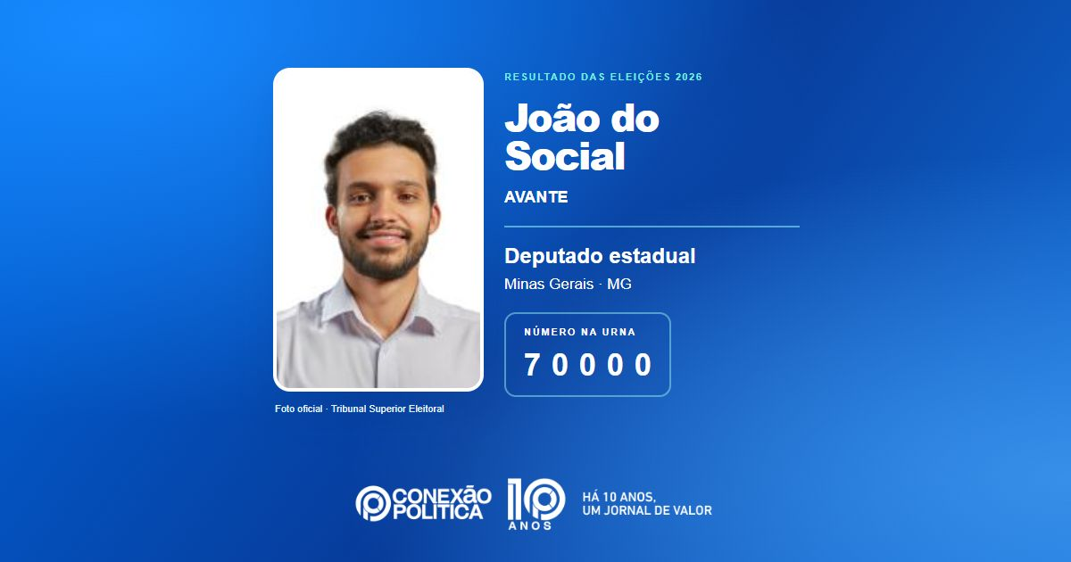 Foto oficial de Deputado Estadual — Eleições 2026: João do Social, do AVANTE, é eleito deputado estadual em MG com 69.333 votos