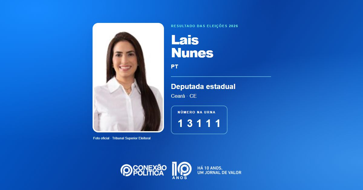 Foto oficial de Deputado Estadual — Eleições 2026: Lais Nunes, do PT, é eleita deputada estadual no CE com 92.485 votos