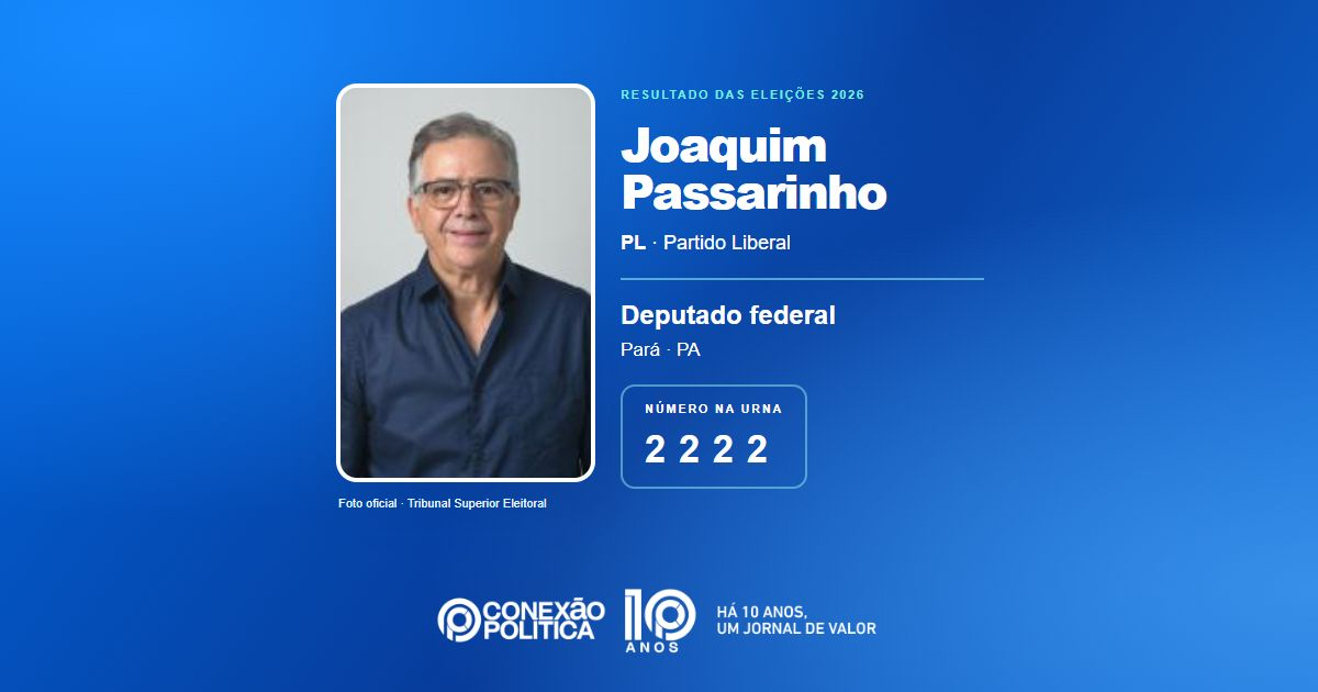 Foto oficial de Deputado Federal — Eleições 2026: Joaquim Passarinho, do PL, é eleito deputado federal no PA com 146.307 votos