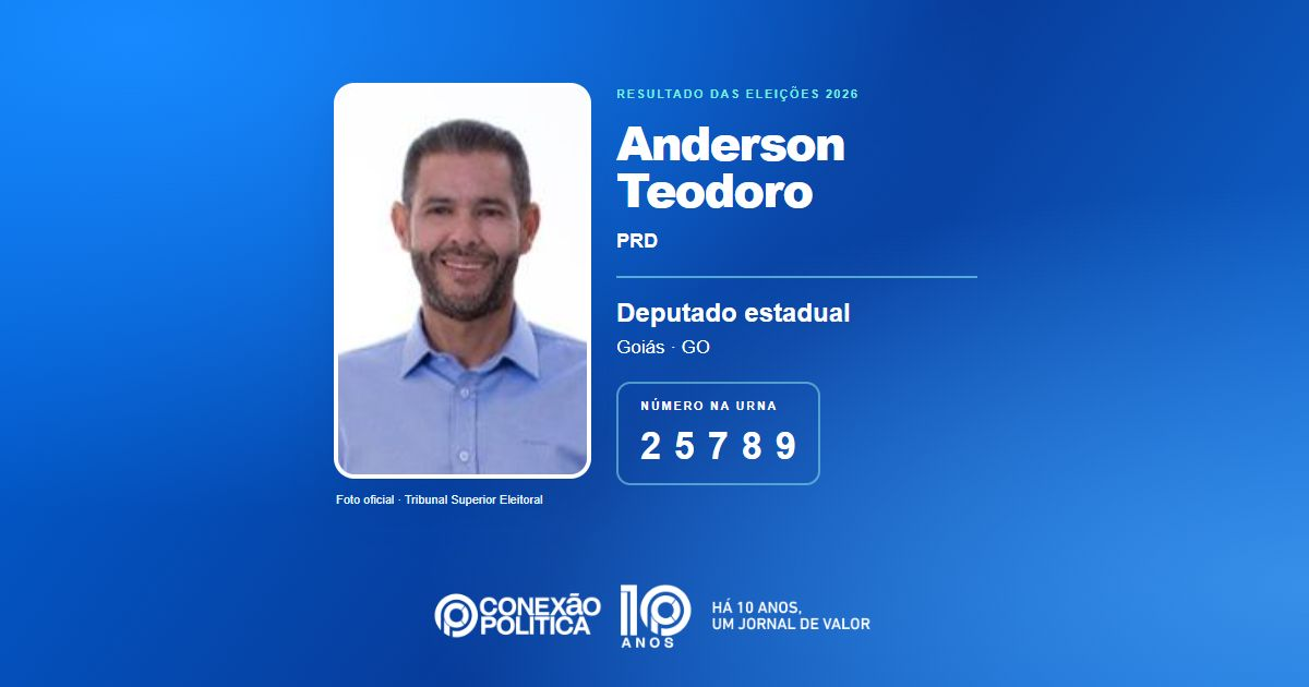 Foto oficial de Deputado Estadual — Eleições 2026: Anderson Teodoro, do PRD, é eleito deputado estadual em GO com 39.424 votos