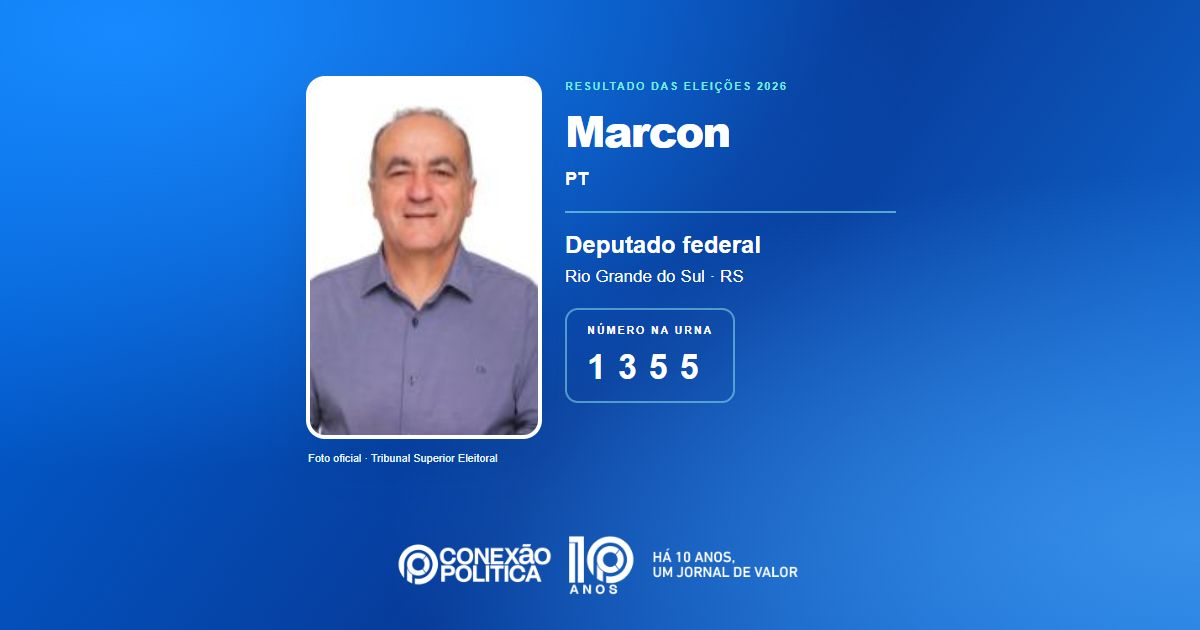 Foto oficial de Deputado Federal — Eleições 2026: Marcon, do PT, é eleito deputado federal no RS com 99.566 votos