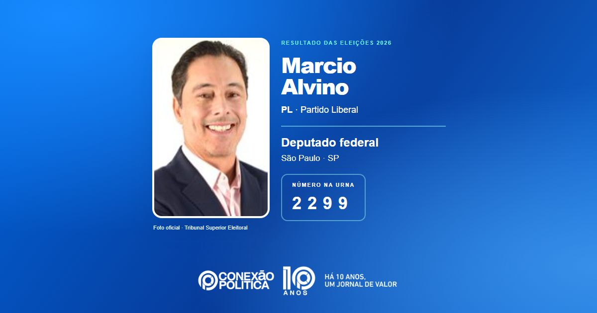 Foto oficial de Deputado Federal — Eleições 2026: Marcio Alvino, do PL, é eleito deputado federal em SP com 261.325 votos