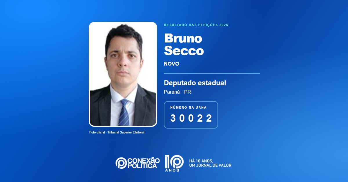 Foto oficial de Deputado Estadual — Eleições 2026: Bruno Secco, do NOVO, é eleito deputado estadual no PR com 82.898 votos