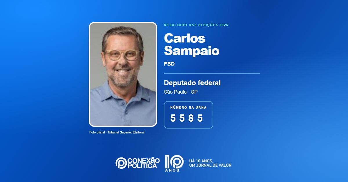 Foto oficial de Deputado Federal — Eleições 2026: Carlos Sampaio, do PSD, é eleito deputado federal em SP com 91.902 votos